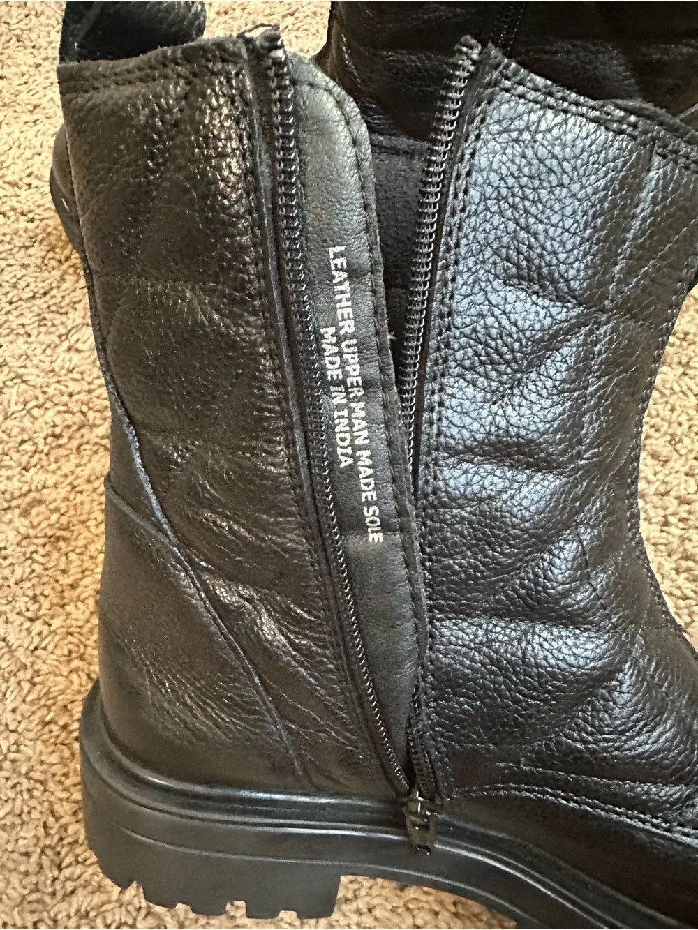 Girls Black Side-Zip Leather Boots Size 6.5